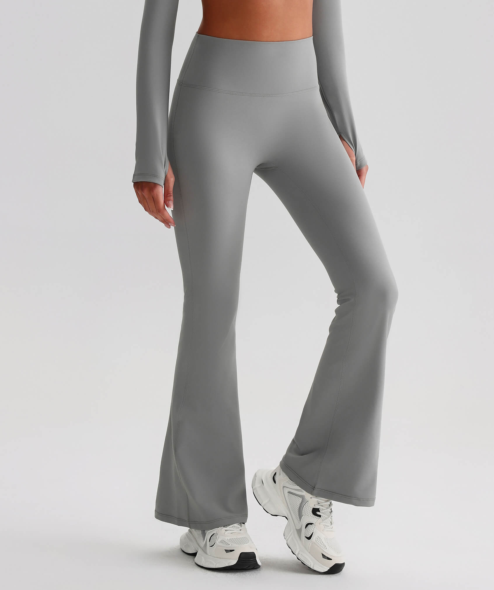 EcoLuxe Flare Leggings ELCK006-GY - LomanRay Active