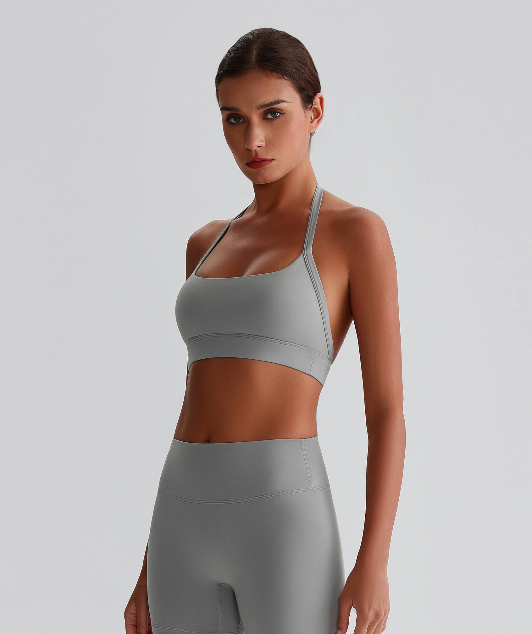 EcoLuxe Halter Sports Bra ELWX020-GY - LomanRay Active
