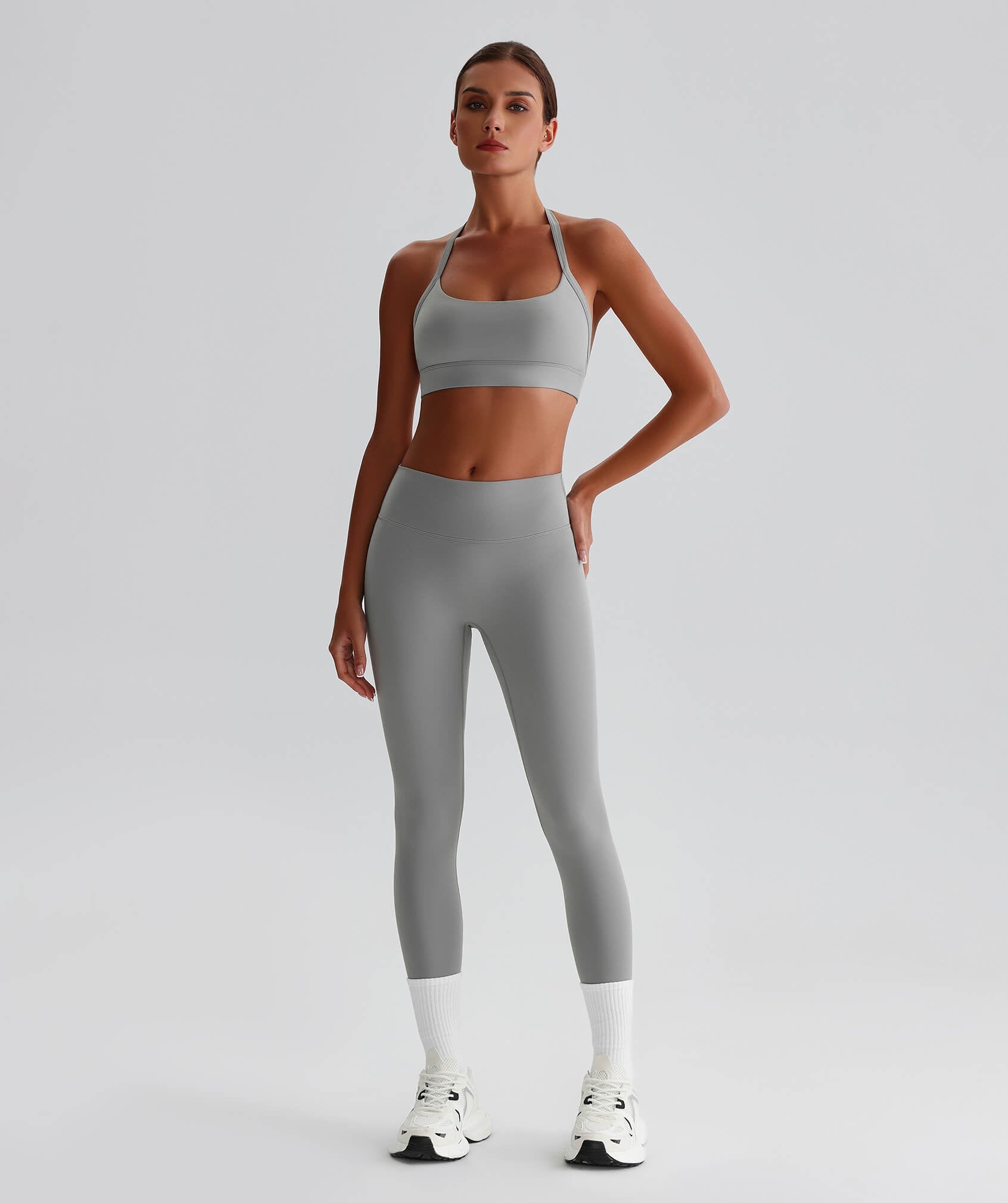 EcoLuxe Halter Sports Bra ELWX020-GY - LomanRay Active